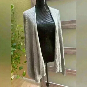 ATHLETA Solstice grey ribbed waterfall open front cardigan 🩶